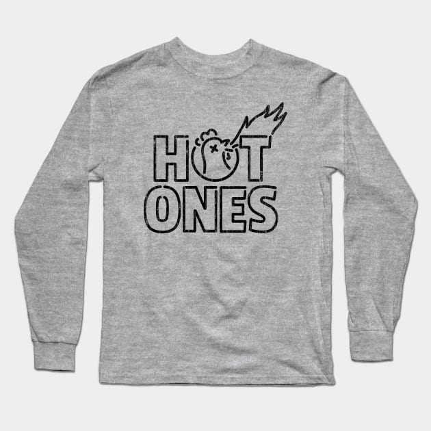 Hot Ones Black Vintage Long Sleeve T-Shirt by Super Cell Art